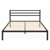 Łóżko metalowe 135x190 cm ze stelażem i zagłówkiem minimalistyczna czarna rama ModernHome