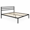 Łóżko metalowe 135x190 cm ze stelażem i zagłówkiem minimalistyczna czarna rama ModernHome