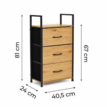 Szafka z 3 szufladami materiałowymi regał 40 cm organizer tekstylny loft ModernHome