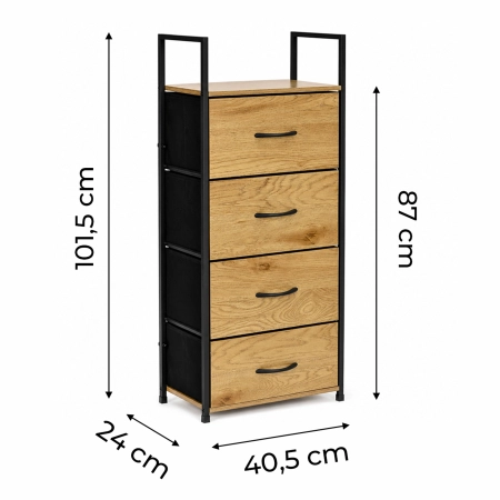 Szafka z 4 szufladami materiałowymi regał 40 cm organizer tekstylny loft ModernHome