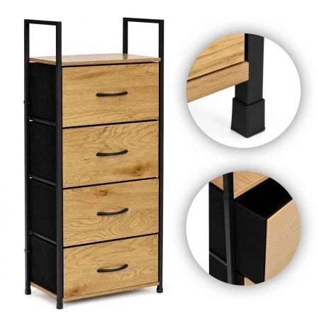 Szafka z 4 szufladami materiałowymi regał 40 cm organizer tekstylny loft ModernHome