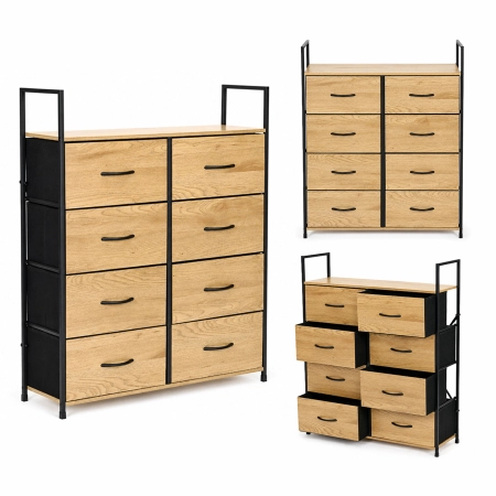 Szafka komoda 8 szuflad materiałowych 80 cm organizer tekstylny MDF loft ModernHome