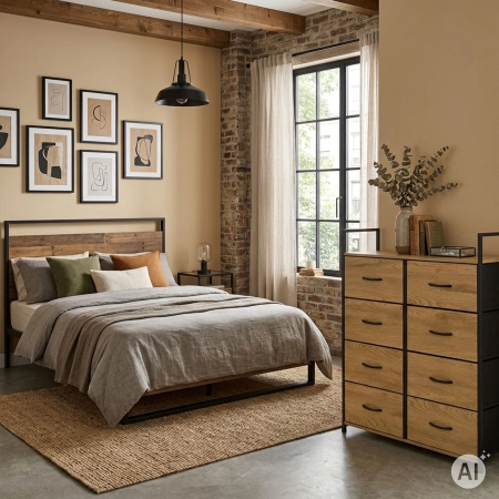 Szafka komoda 8 szuflad materiałowych 80 cm organizer tekstylny MDF loft ModernHome