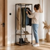 Wieszak stojący z pólkami do przedpokoju na ubrania buty loft jasny dąb ModernHome