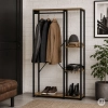 Wieszak stojący z regałem do przedpokoju na ubrania buty loft jasny dąb ModernHome