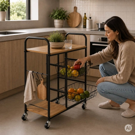 Regał na kółkach wózek kuchenny pomocnik wysuwane kosze ModenHome