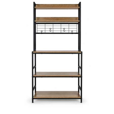 Regał kuchenny z półkamni stojak 84 cm 6 poziomów haczyki loft jasny dąb ModernHome