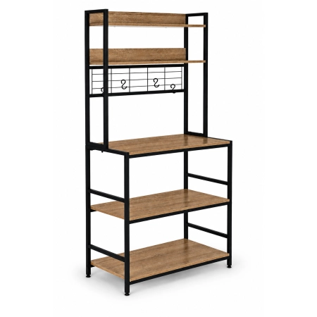 Regał kuchenny z półkamni stojak 84 cm 6 poziomów haczyki loft jasny dąb ModernHome
