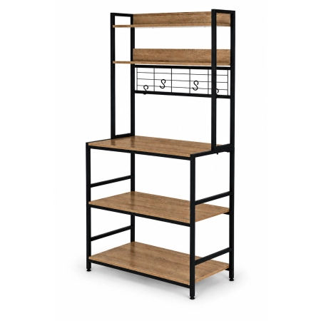 Regał kuchenny z półkamni stojak 84 cm 6 poziomów haczyki loft jasny dąb ModernHome