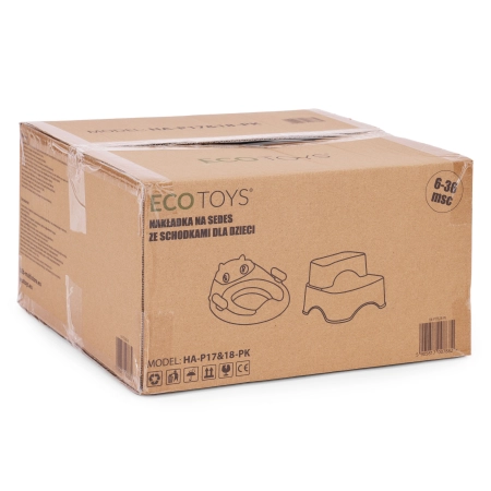 Nakładka na toaletę ze schodkami podestem dla dzieci różowa ECOTOYS
