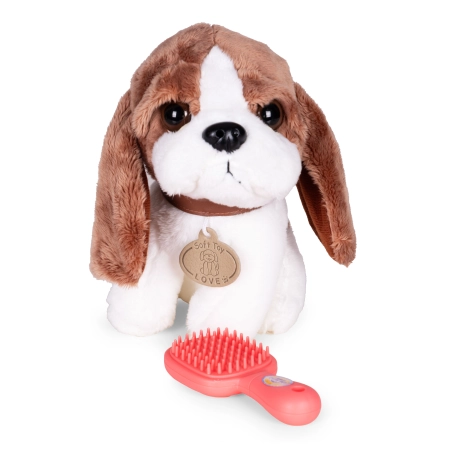 Pluszowy piesek w torebce beagle maskotka dla dziecka + szczotka do pielęgnacji