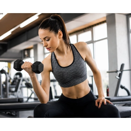 Hantle sześciokątne zestaw 2x5 kg ciężarki do ćwiczeń obciążniki fitness czarne MOVEPRO