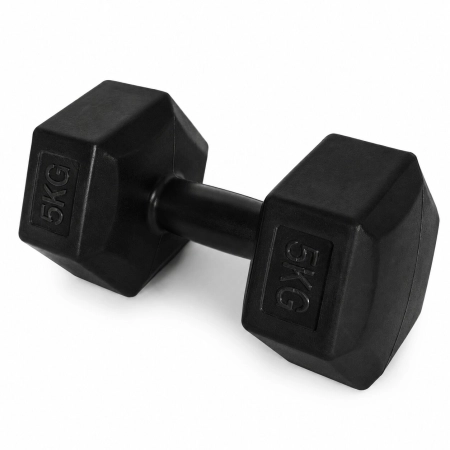 Hantle sześciokątne zestaw 2x5 kg ciężarki do ćwiczeń obciążniki fitness czarne MOVEPRO