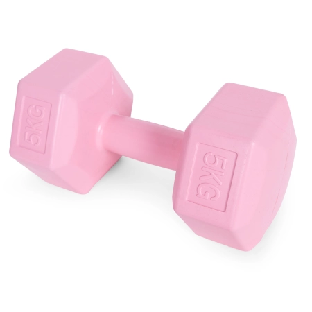 Hantle sześciokątne zestaw 2x5 kg ciężarki do ćwiczeń obciążniki fitness różowe MOVEPRO