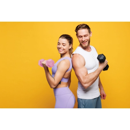 Hantle sześciokątne zestaw 2x5 kg ciężarki do ćwiczeń obciążniki fitness różowe MOVEPRO