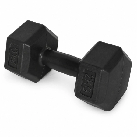Hantle sześciokątne zestaw 2x2 kg ciężarki do ćwiczeń obciążniki fitness czarne MOVEPRO