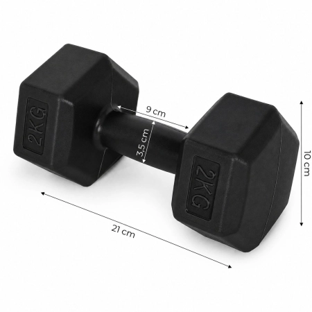 Hantle sześciokątne zestaw 2x2 kg ciężarki do ćwiczeń obciążniki fitness czarne MOVEPRO