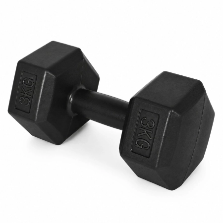 Hantle sześciokątne zestaw 2x3 kg ciężarki do ćwiczeń obciążniki fitness czarne MOVEPRO