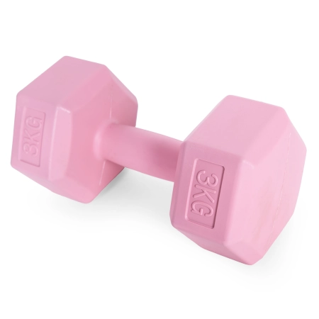 Hantle sześciokątne zestaw 2x3 kg ciężarki do ćwiczeń obciążniki fitness różowe MOVEPRO