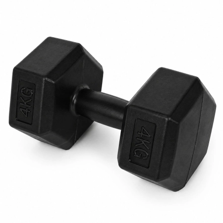 Hantle sześciokątne zestaw 2x4 kg ciężarki do ćwiczeń obciążniki fitness czarne MOVEPRO