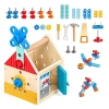 Drewniany domek z narzędziami zestaw majsterkowicza młotek śrubki 32 elementy ECOTOYS