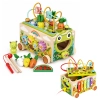 Drewniana kostka edukacyjna żabka 8w1 wózek sorter cymbałki łowienie robaczków ECOTOYS