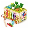 Drewniana kostka edukacyjna żabka 8w1 wózek sorter cymbałki łowienie robaczków ECOTOYS