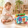 Drewniana kostka edukacyjna słonik 8w1 wózek sorter cymbałki łowienie robaczków ECOTOYS
