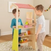 Duży drewniany stragan dla dzieci sklep z terminalem i wagą owoce warzywa 20 elementów ECOTOYS