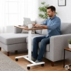 Mobilne biurko 70x48 cm stolik pod laptopa regulacja wysokości 71,5-112 cm brązowy blat ModernHome