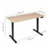 Biurko elektryczne 120x60 cm podnoszone regulacja wysokości 72-118 cm jasny dąb ModernHome