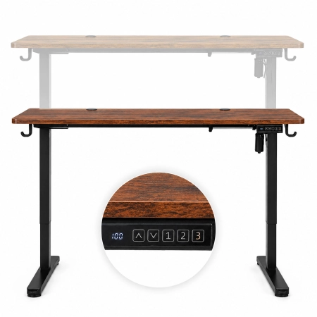 Biurko elektryczne 120x60 cm podnoszone regulacja wysokości 72-118 cm postarzany dąb ModernHome