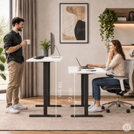 Biurko elektryczne 120x60 cm podnoszone regulacja wysokości 72-118 cm biały blat ModernHome