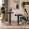 Biurko elektryczne 140x60 cm podnoszone regulacja wysokości 72-118 cm czarne ModernHome