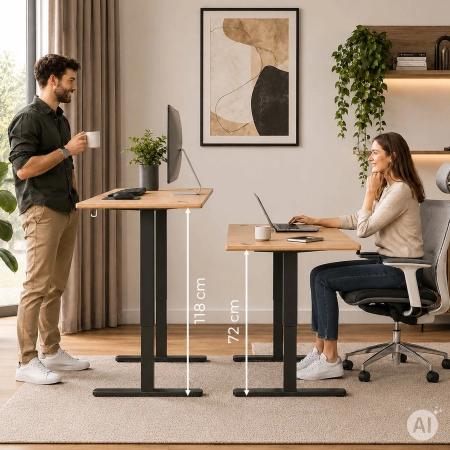 Biurko elektryczne 140x60 cm podnoszone regulacja wysokości 72-118 cm jasny dąb ModernHome