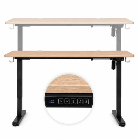 Biurko elektryczne 140x60 cm podnoszone regulacja wysokości 72-118 cm jasny dąb ModernHome