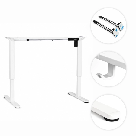 Stelaż biurka elektryczny regulacja wysokości 72-118 cm blat do 160 cm biały ModernHome