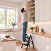Drabina 3 stopniowa stalowa składana z blokadą czarna ModernHome