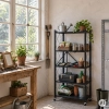 Regał magazynowy 5 półek składany stalowy na kółkach czarny loft ModernHome
