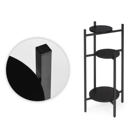 Kwietnik stojący stojak na kwiaty ozdoby 3 poziomy czarny ModernHome