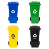 Zestaw 4 koszy na śmieci pojemniki 4x120L niebieski zielony żółty czarny makulatura szkło plastik odpady zmieszane gumowe koła