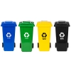 Zestaw 4 koszy na śmieci pojemniki 4x120L niebieski zielony żółty czarny makulatura szkło plastik odpady zmieszane gumowe koła