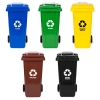 Zestaw 5 koszy na śmieci pojemniki 5x120L niebieski zielony żółty czarny brązowy makulatura szkło plastik odpady zmieszane BIO gumowe koła