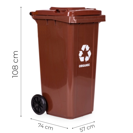 Zestaw 2 koszy na śmieci pojemniki 2x240L czarny brązowy odpady zmieszane BIO gumowe koła