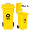 Kosz na smieci 240L duży kubeł śmietnik gumowe koła - żółty plastik