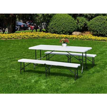 Stół cateringowy 180 cm składany w walizkę biały MultiGarden