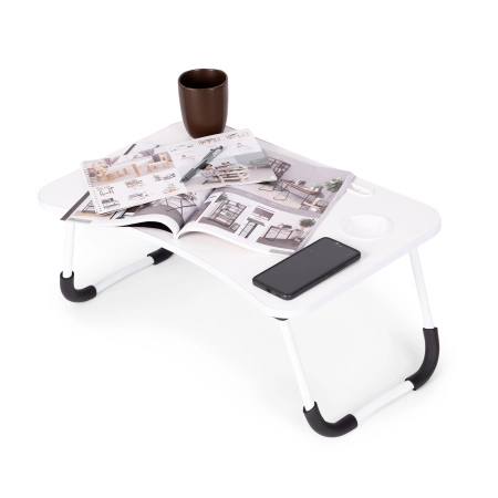 Podstawka pod laptopa składana stolik do łóżka 60x40 cm biała ModernHome