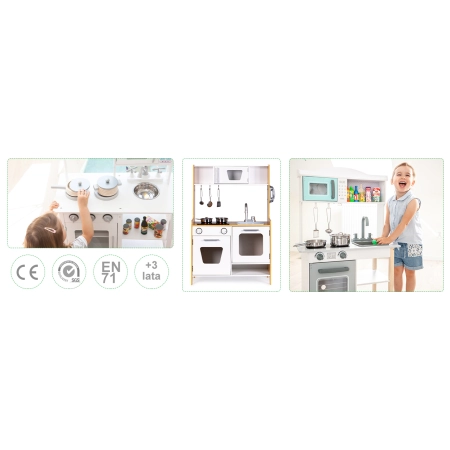 Drewniana kuchnia dla dzieci ze światłem i dźwiękiem ECOTOYS