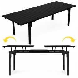 Stół ogrodowy rozkładany 180-240 cm do 12 os. stal HDPE czarny MultiGarden