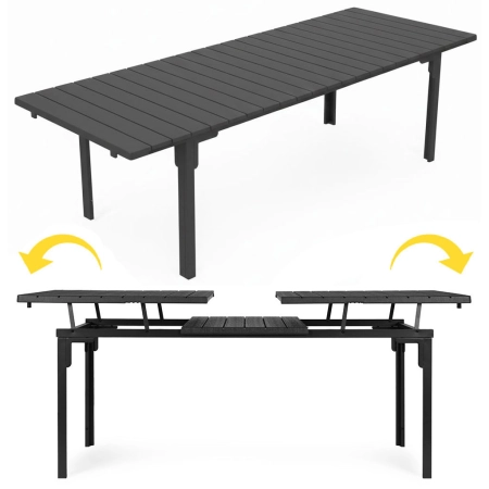 Stół ogrodowy rozkładany 180-240 cm do 12 os. stal HDPE szary MultiGarden